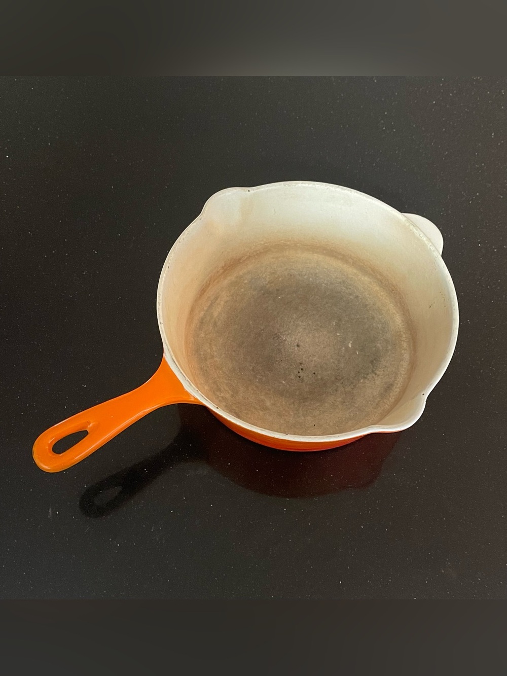 Unbranded Orange Enamel Cast Iron Skillet with Pour Spouts - Home Kitchen